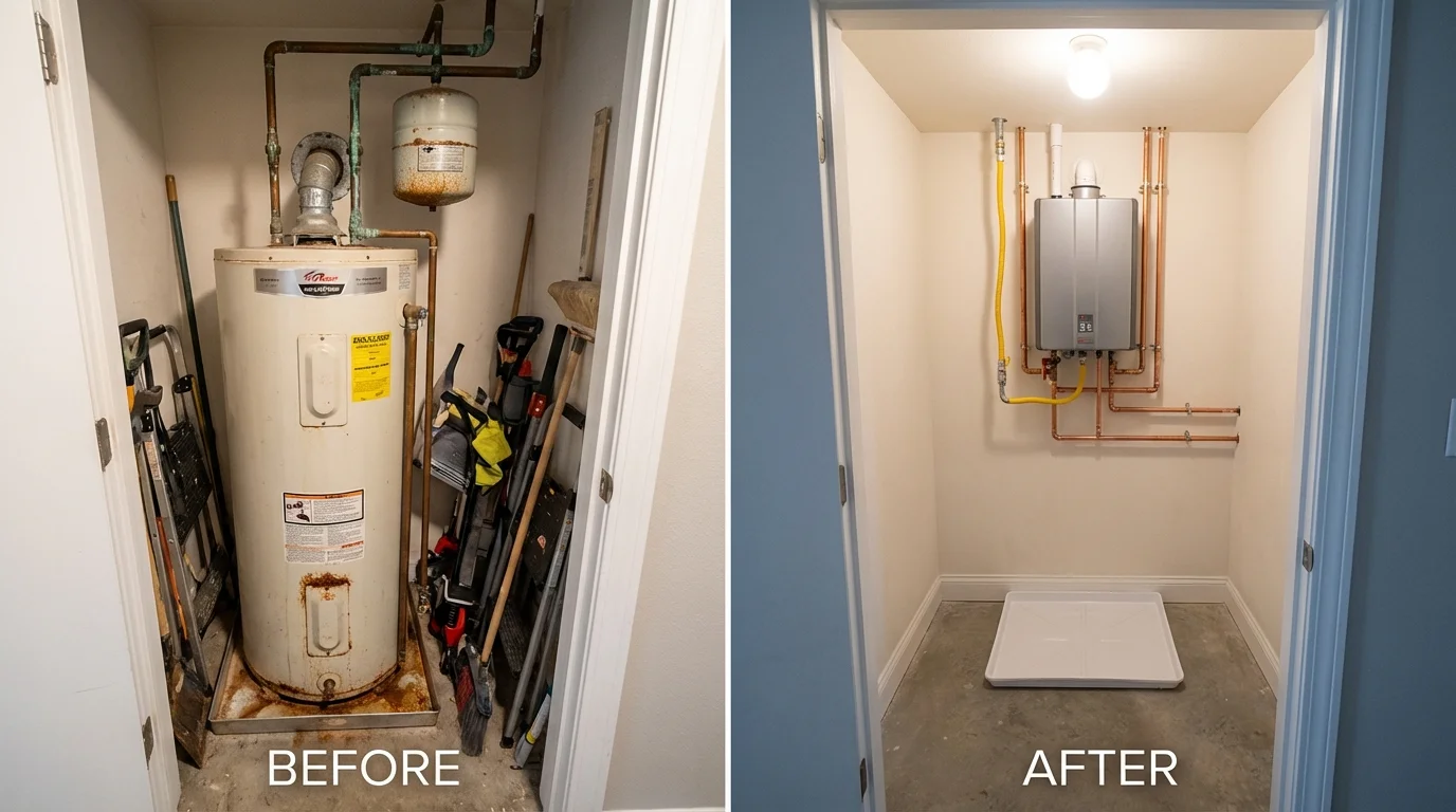 Tank water heater versus wall-mounted tankless unit comparison for Highland, CA homeowners
